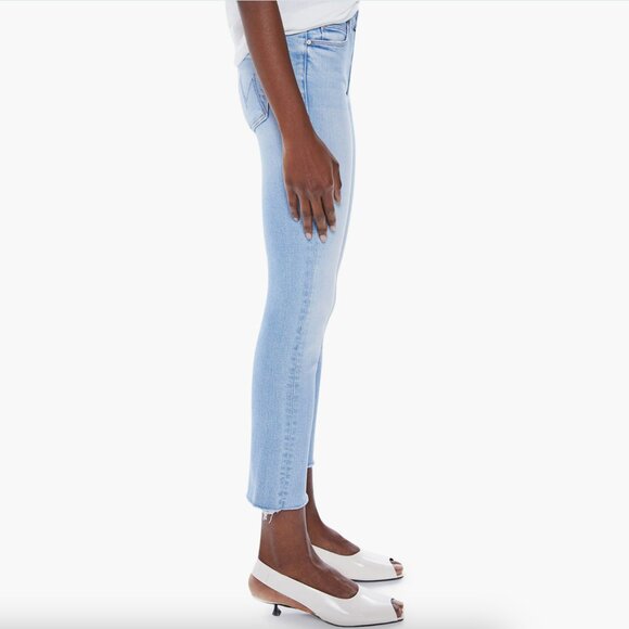 MOTHER The Dazzler Raw Hem Crop Slim Jeans in Sun Kissed - Picture 3 of 14